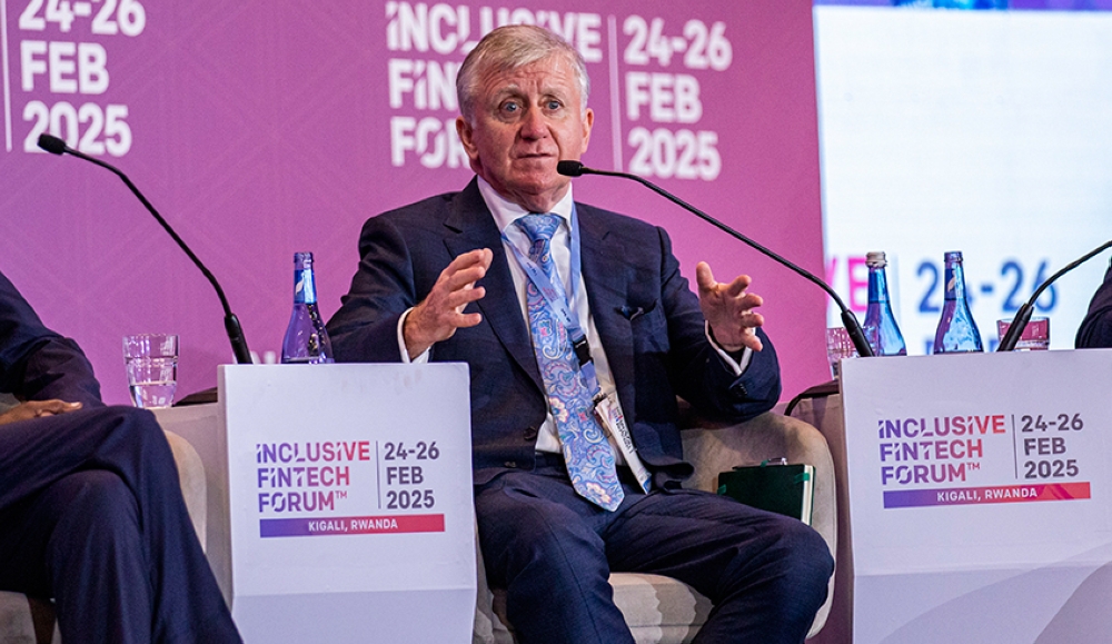 Joe Moynihan, Chief Executive Officer of Jersey Finance – one of the world’s leading international financial centres speaks at the Inclusive Fintech Forum (IFF) on February 25. Photo by Dan Gatsinzi