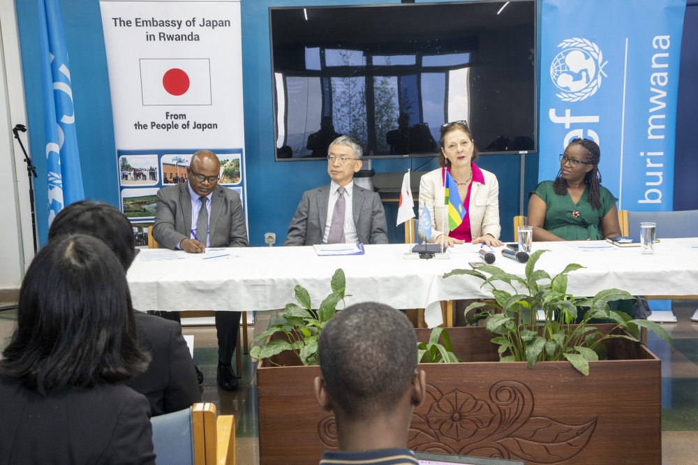 Officials from UNICEF Rwanda, and the embassy of Japan, launch a $1.35 million project on Monday, March 17. PHOTOS BY CRAISH BAHIZI