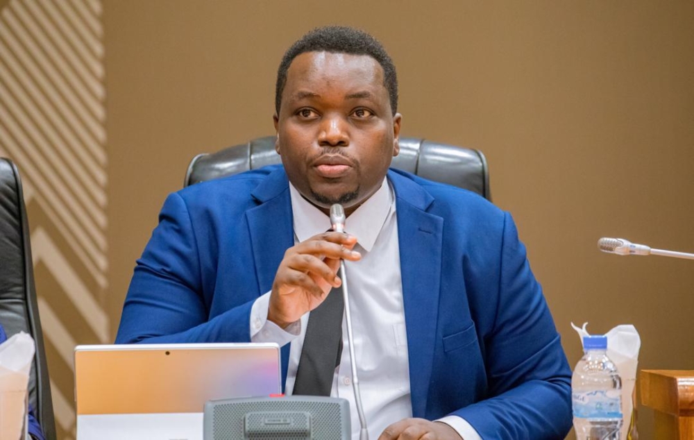 Minister of State for National Treasury, Godfrey Kabera, addresses Members of Parliament on Wednesday, March 19.