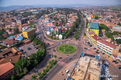 An aerial view of Chez Lando road junction that is set to be revamped during the newly launched Rwf140bn project to upgrade Kigali roads. Key junctions set for upgrades include Chez Lando, Gishushu, and Kicukiro/Sonatubes, along with Gisozi (Kinamba area), Nyabugogo, Rwandex, and Kibagabaga.  File