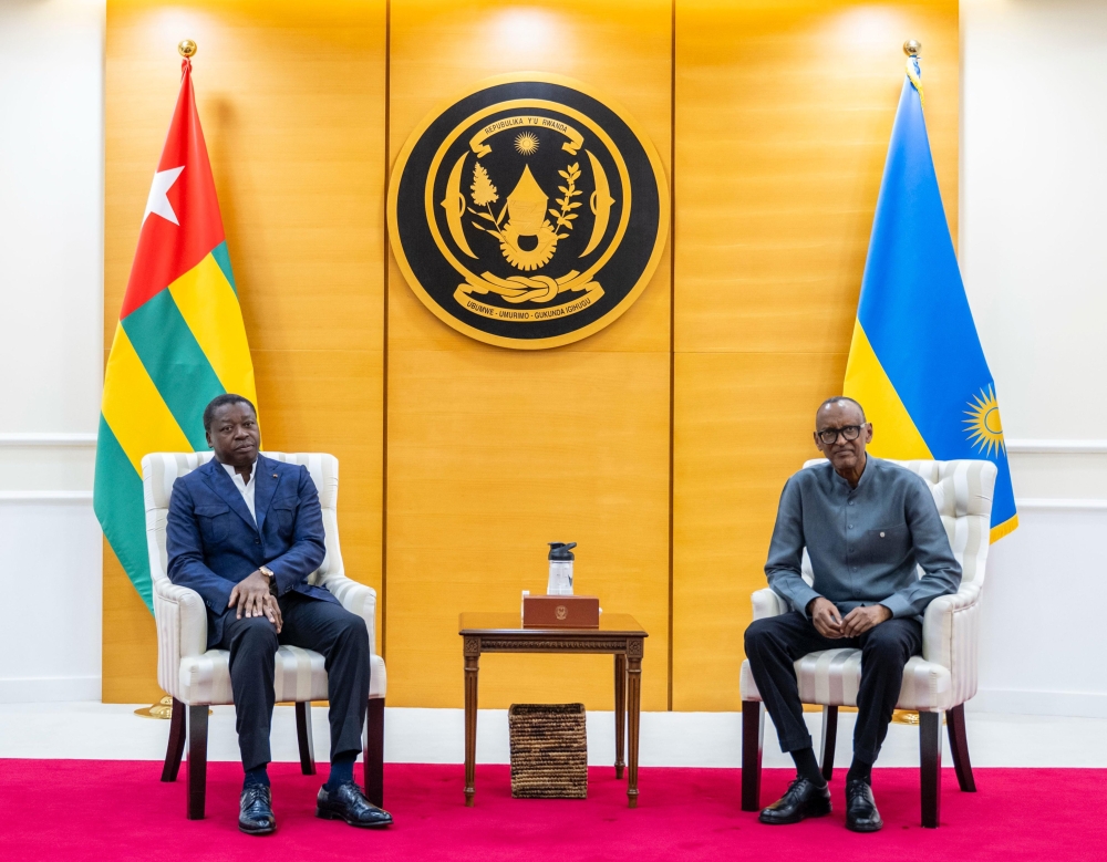 President Paul Kagame meets Togolese President Faure Gnassingbe at Village Urugwiro  on Monday, April 21. Photo by Village Urugwiro