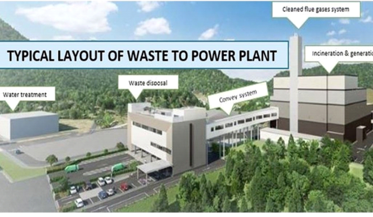 An artist&#039;s impression of the facility to be constructed. A new facility designed to incinerate over 400 tonnes of municipal solid waste daily and generate 15 megawatts (MW) of electricity.