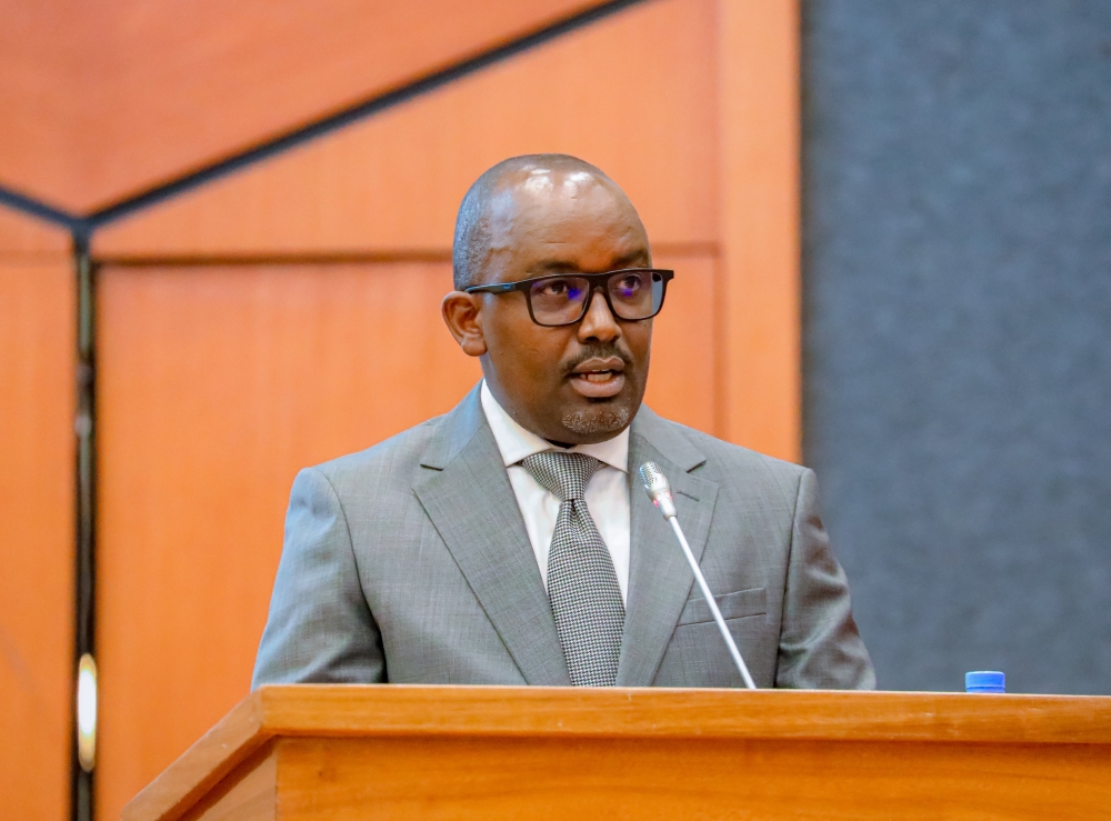 Auditor General Serge Kamuhire speaks to Members of Parliament on Tuesday, May 6. Courtesy