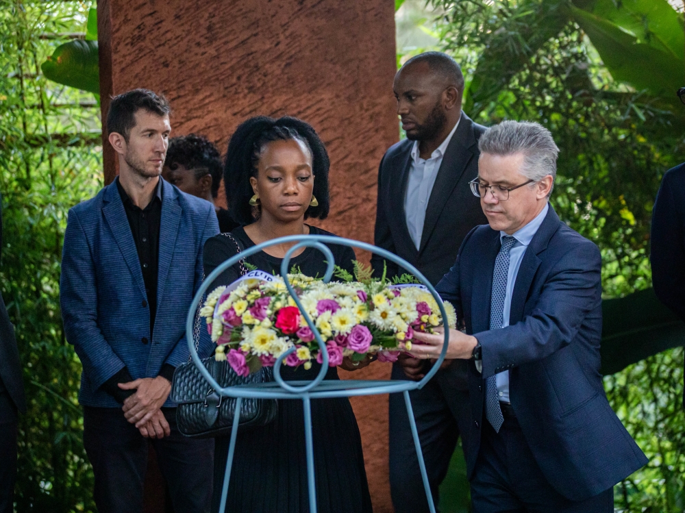 Officials from French Business Club in Rwanda  lay a wreath at  Kigali Genocide Memorial to pay tribute to the victims of the 1994 Genocide against the Tutsi on May 9. Photos by Dan Gatsinzi